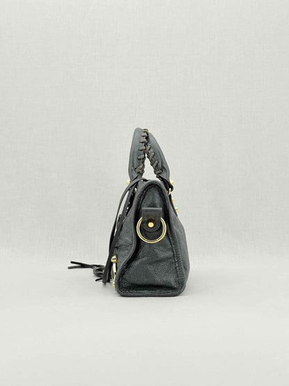 Pre - loved BALENCIAGA Le City Dark Grey Top Handle at Reems Closet