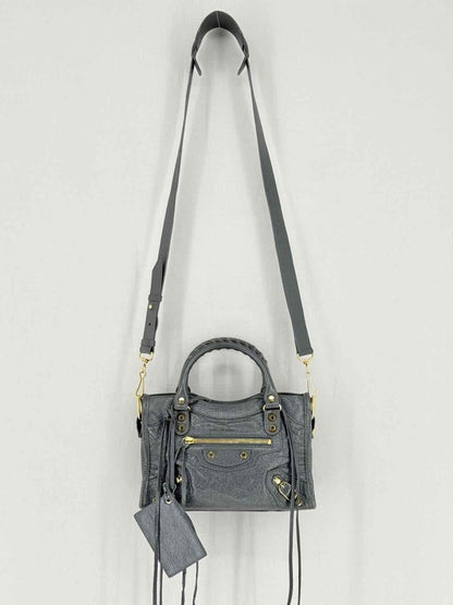 Pre - loved BALENCIAGA Le City Dark Grey Top Handle at Reems Closet