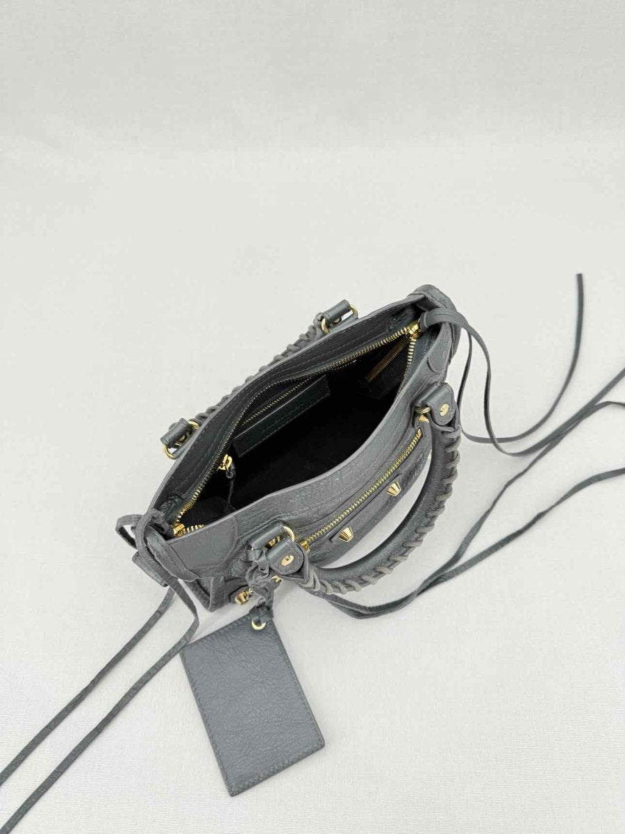 Pre - loved BALENCIAGA Le City Dark Grey Top Handle at Reems Closet