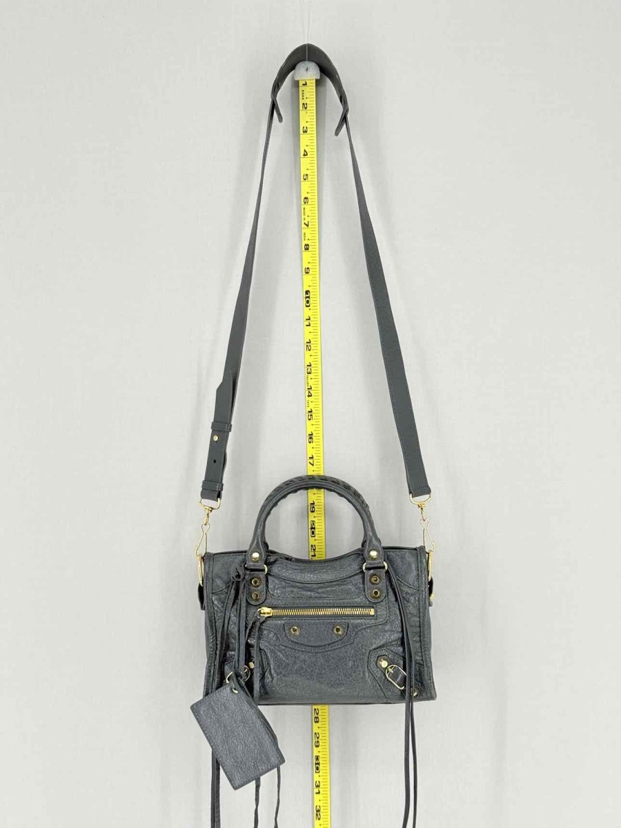 Pre - loved BALENCIAGA Le City Dark Grey Top Handle at Reems Closet