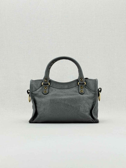 Pre - loved BALENCIAGA Le City Dark Grey Top Handle at Reems Closet