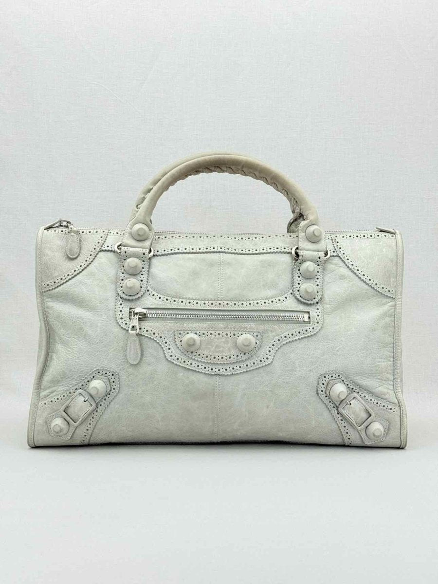 Pre - loved BALENCIAGA Le City Silver Top Handle at Reems Closet