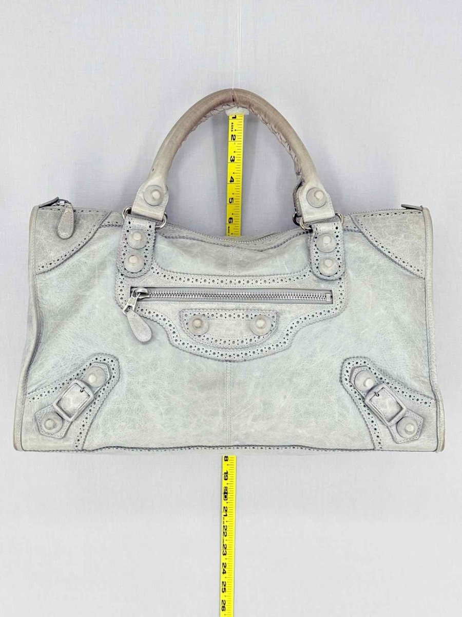 Pre - loved BALENCIAGA Le City Silver Top Handle at Reems Closet