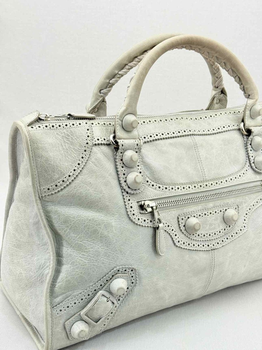 Pre - loved BALENCIAGA Le City Silver Top Handle at Reems Closet