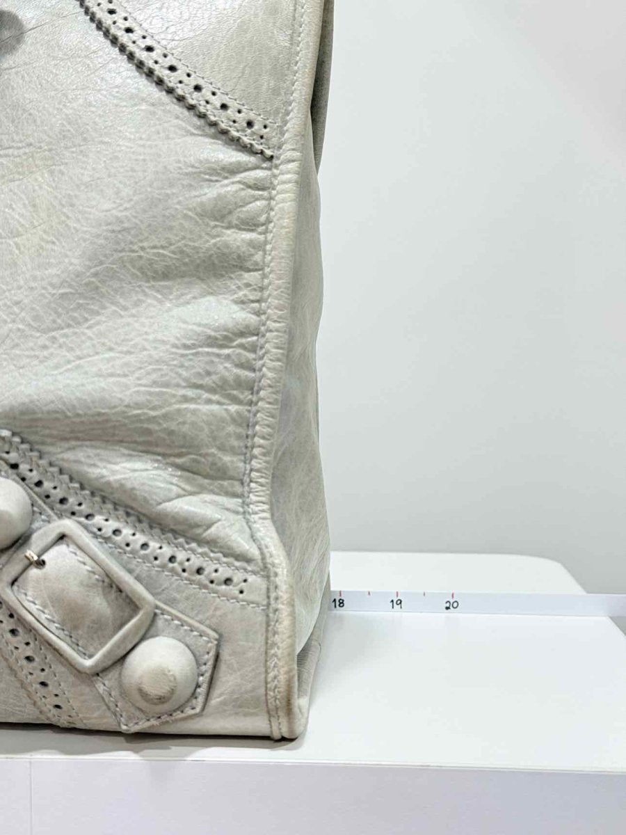 Pre - loved BALENCIAGA Le City Silver Top Handle at Reems Closet