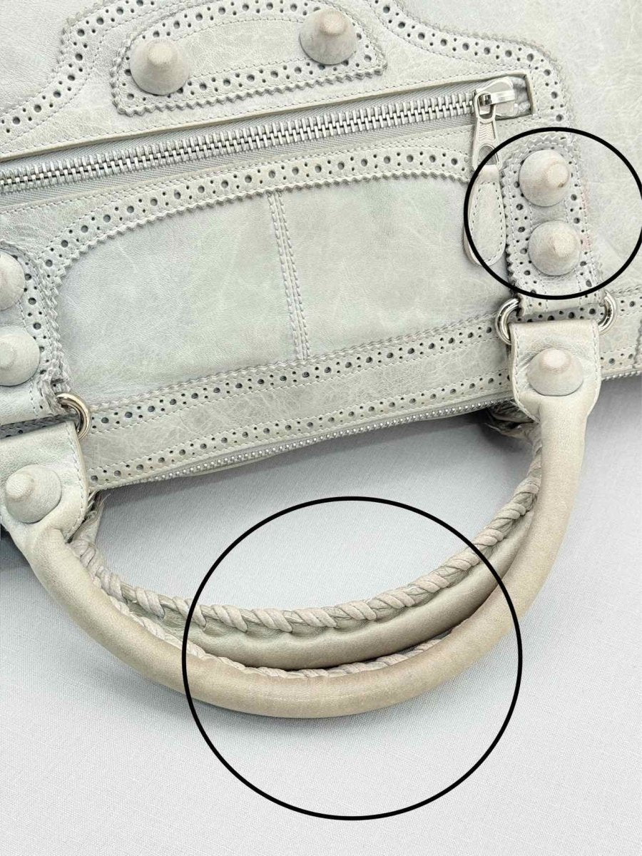 Pre - loved BALENCIAGA Le City Silver Top Handle at Reems Closet