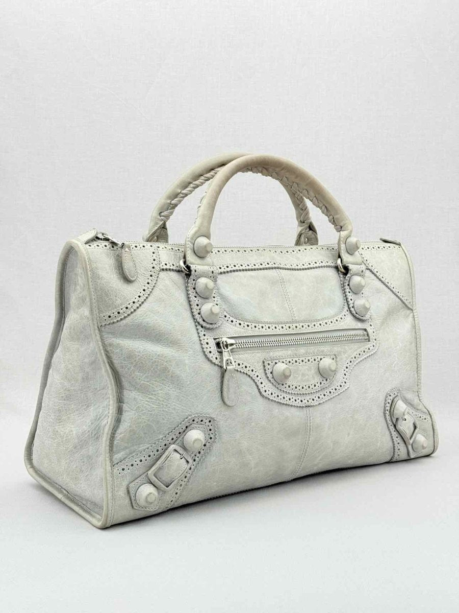 Pre - loved BALENCIAGA Le City Silver Top Handle at Reems Closet