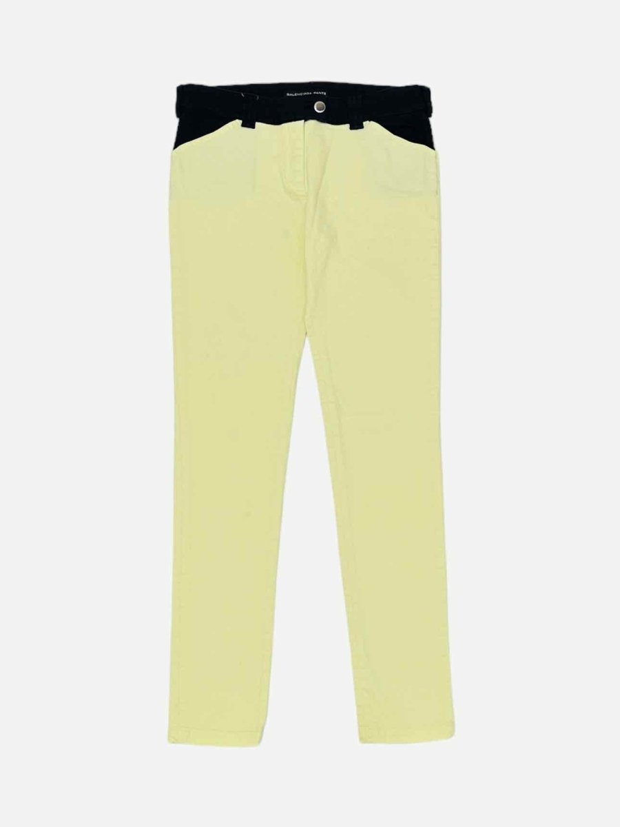 Pre - loved BALENCIAGA Lime Green & Black Pants at Reems Closet