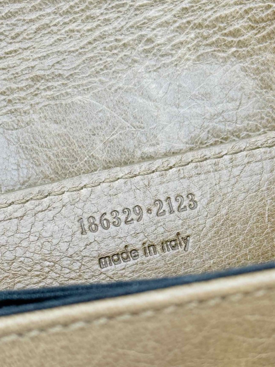 Pre - loved BALENCIAGA Luna Beige & Green Clutch at Reems Closet