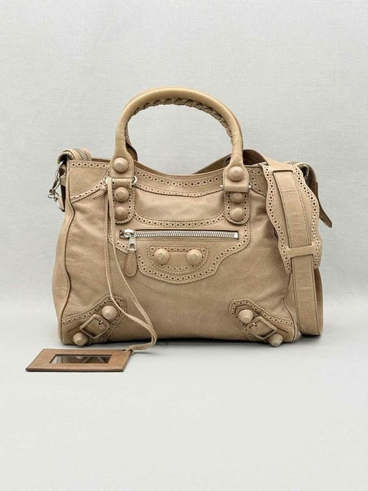 Pre-loved BALENCIAGA Motorcross Beige Top Handle at Reems Closet