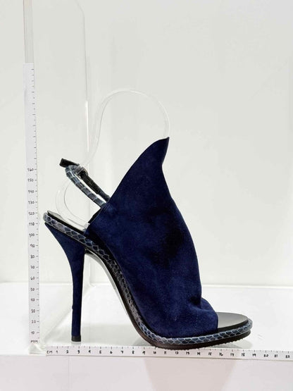 Pre - loved BALENCIAGA Navy Blue Size EU 37 Heeled Sandals at Reems Closet
