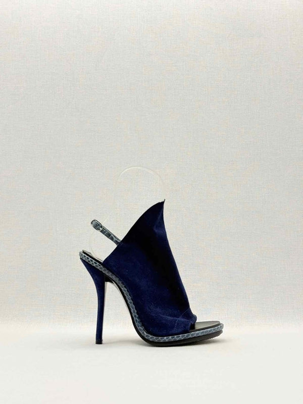 Pre - loved BALENCIAGA Navy Blue Size EU 37 Heeled Sandals at Reems Closet