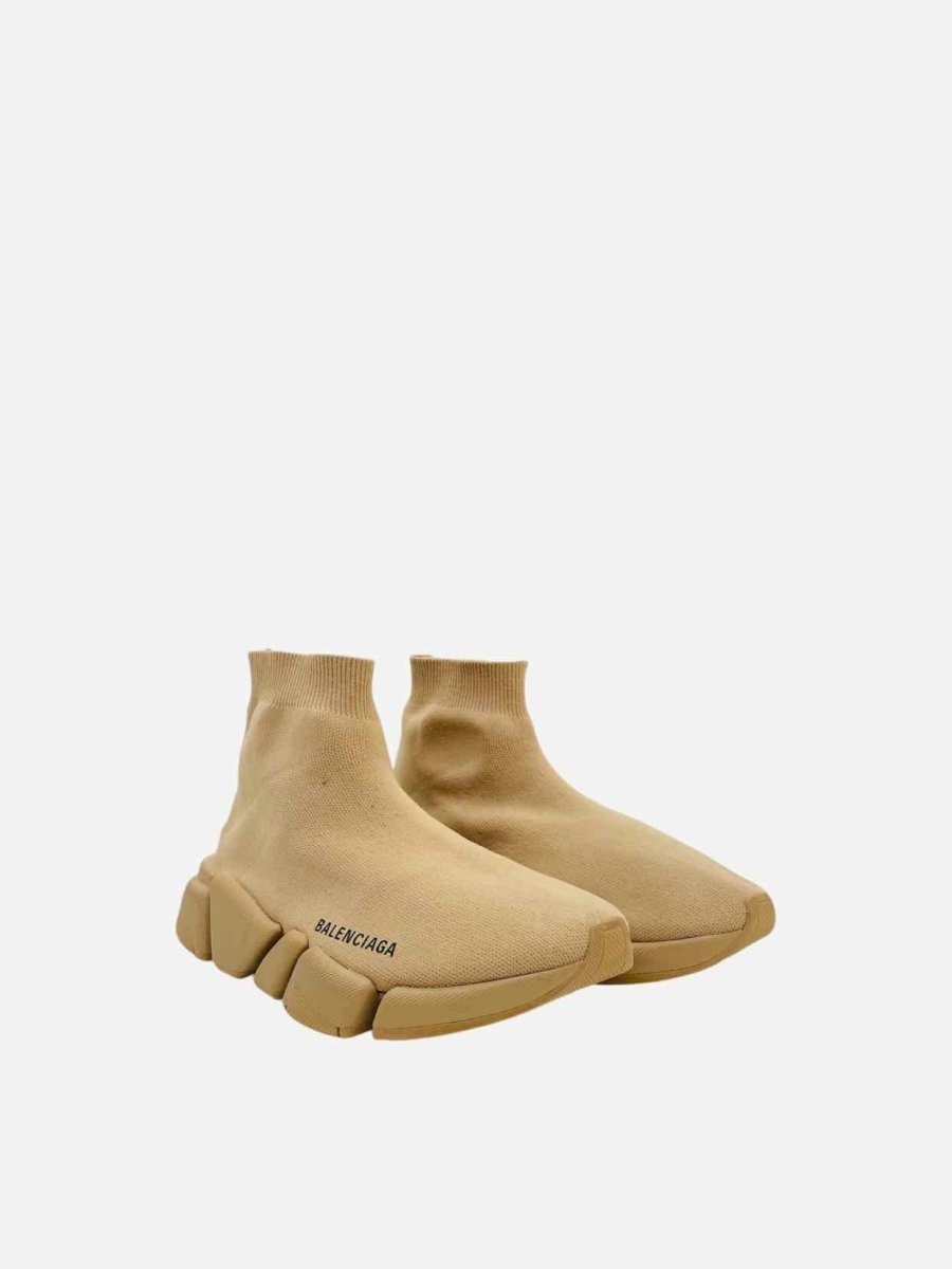 Pre - loved BALENCIAGA Speed 2.0 Beige Sneakers at Reems Closet