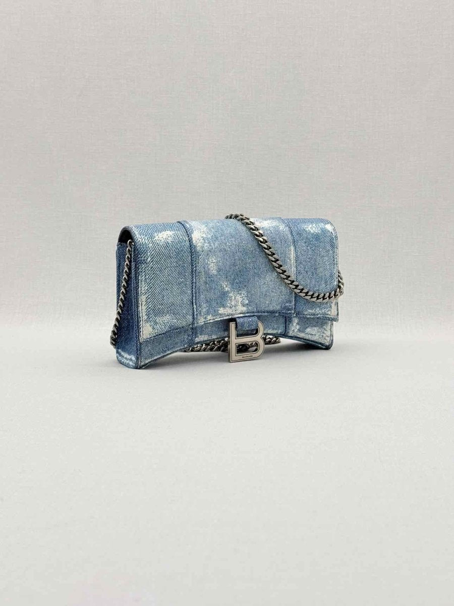 Pre - loved BALENCIAGA Wallet on Chain Blue Crossbody at Reems Closet