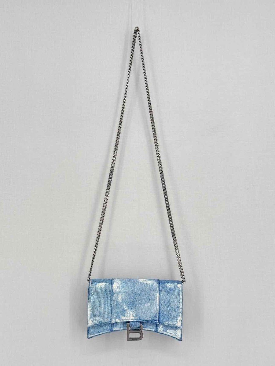 Pre - loved BALENCIAGA Wallet on Chain Blue Crossbody at Reems Closet