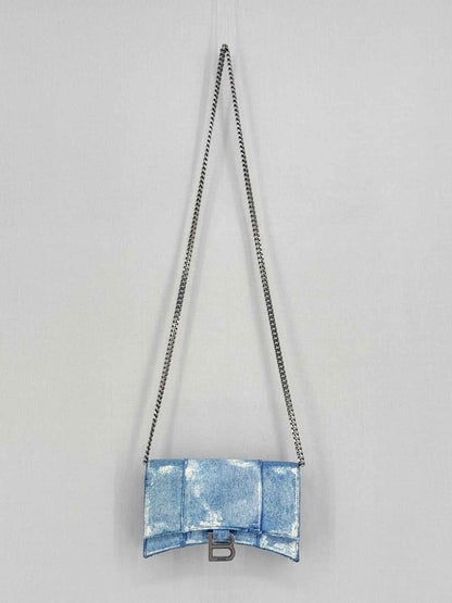 Pre - loved BALENCIAGA Wallet on Chain Blue Crossbody at Reems Closet