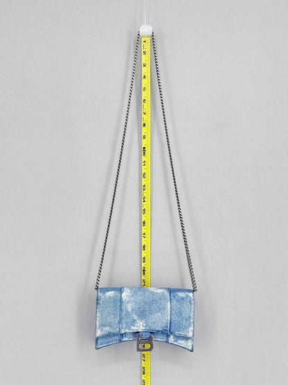 Pre - loved BALENCIAGA Wallet on Chain Blue Crossbody at Reems Closet