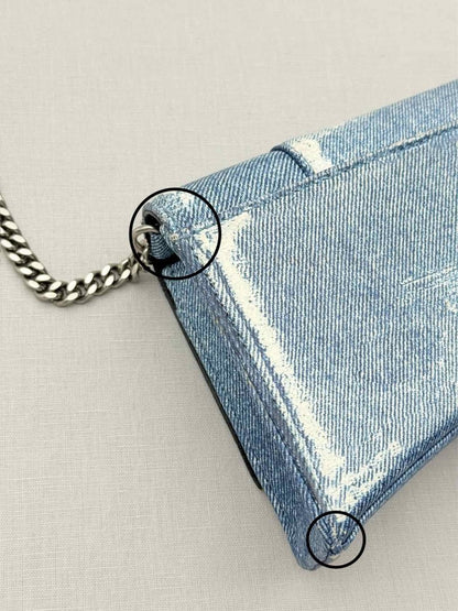 Pre - loved BALENCIAGA Wallet on Chain Blue Crossbody at Reems Closet