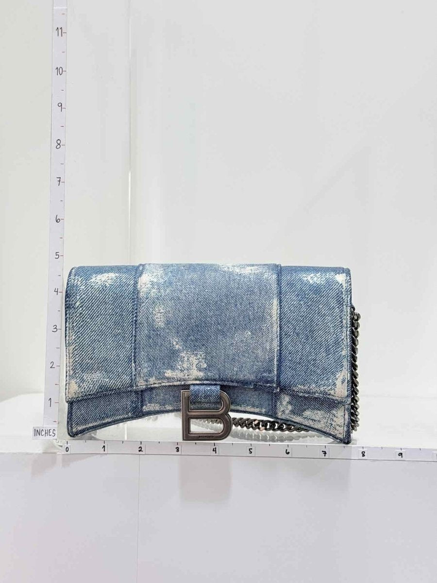 Pre - loved BALENCIAGA Wallet on Chain Blue Crossbody at Reems Closet