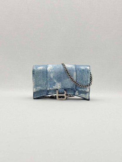 Pre - loved BALENCIAGA Wallet on Chain Blue Crossbody at Reems Closet