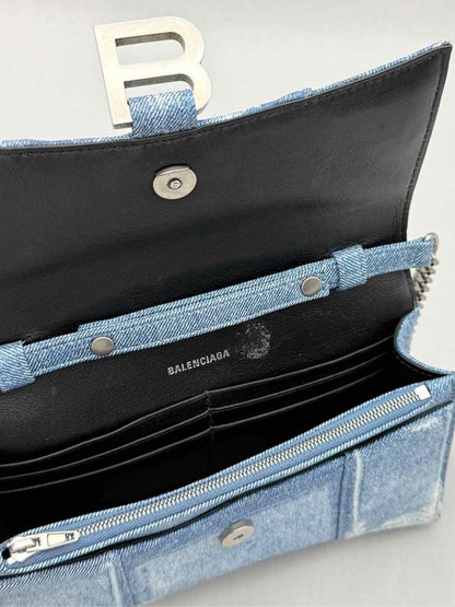 Pre - loved BALENCIAGA Wallet on Chain Blue Crossbody at Reems Closet