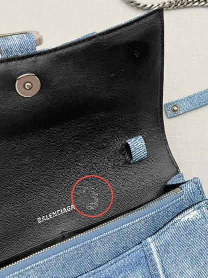 Pre - loved BALENCIAGA Wallet on Chain Blue Crossbody at Reems Closet