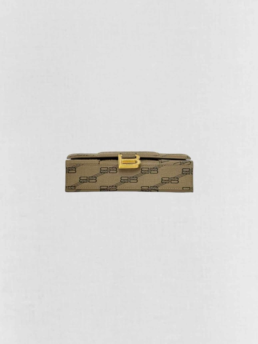 Pre - loved BALENCIAGA Wallet on Chain Brown Monogram Crossbody at Reems Closet