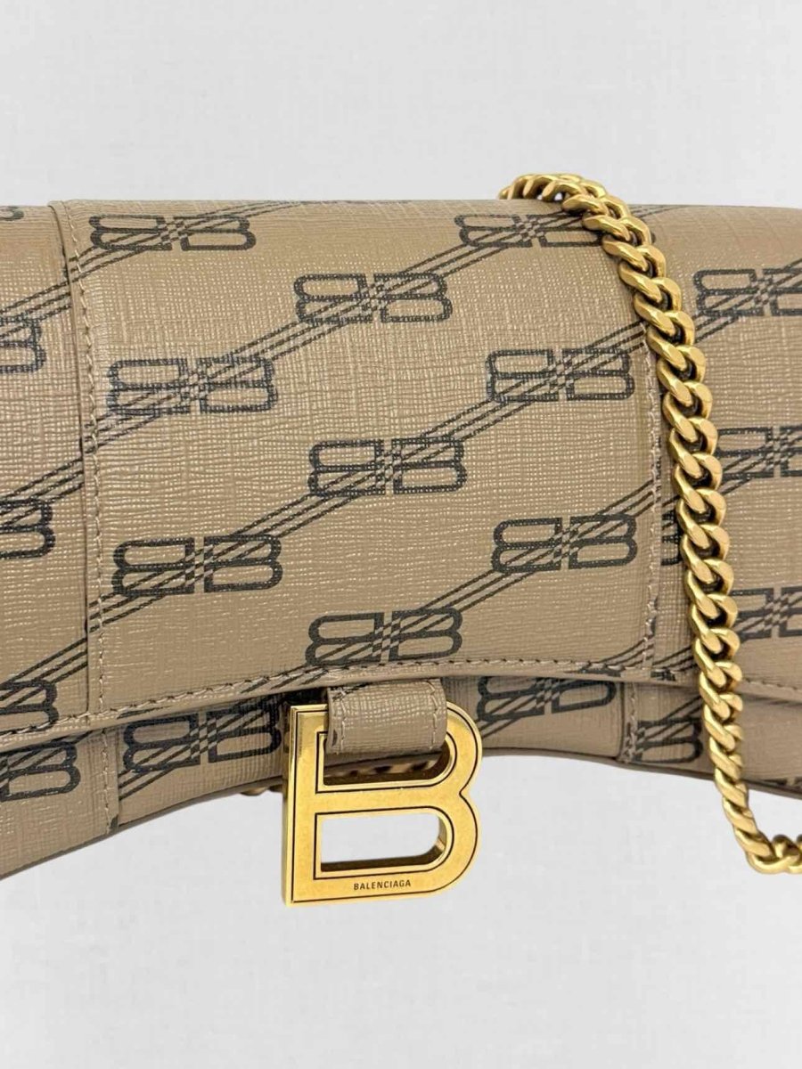 Pre - loved BALENCIAGA Wallet on Chain Brown Monogram Crossbody at Reems Closet