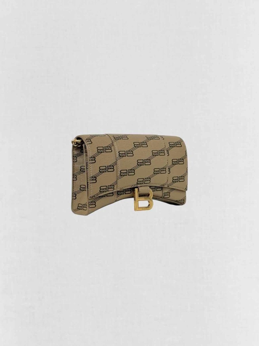 Pre - loved BALENCIAGA Wallet on Chain Brown Monogram Crossbody at Reems Closet