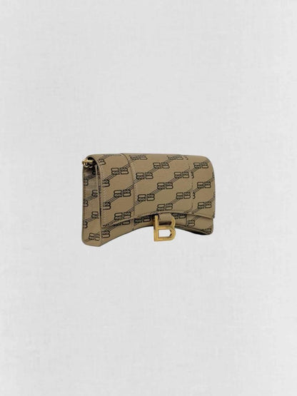 Pre - loved BALENCIAGA Wallet on Chain Brown Monogram Crossbody at Reems Closet