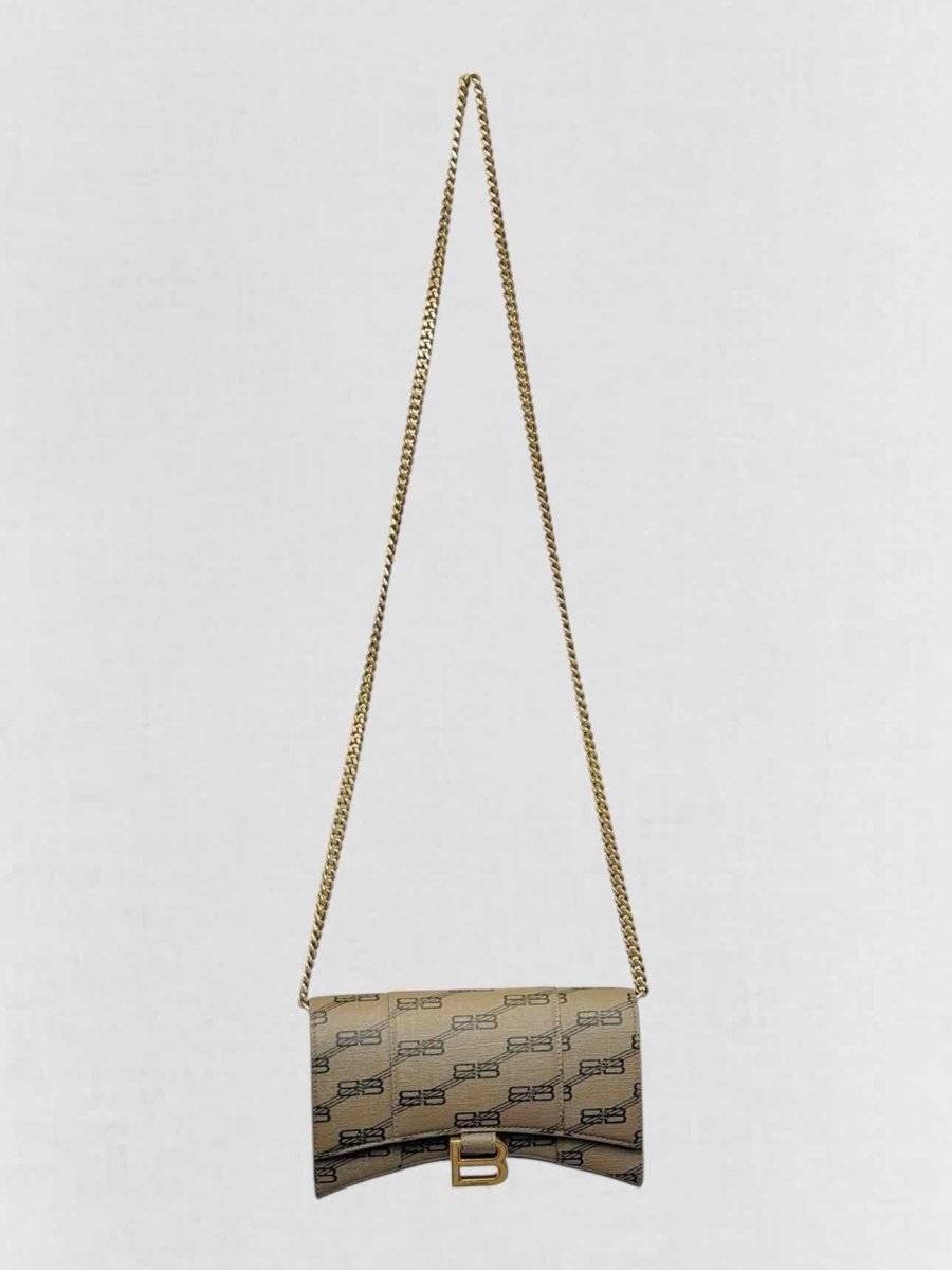 Pre - loved BALENCIAGA Wallet on Chain Brown Monogram Crossbody at Reems Closet