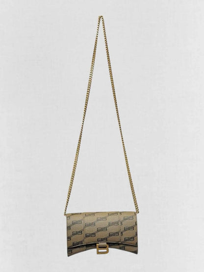 Pre - loved BALENCIAGA Wallet on Chain Brown Monogram Crossbody at Reems Closet
