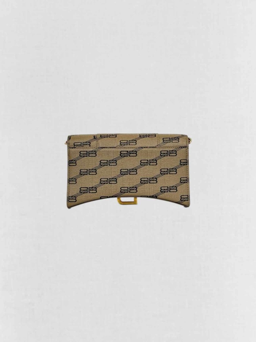 Pre - loved BALENCIAGA Wallet on Chain Brown Monogram Crossbody at Reems Closet