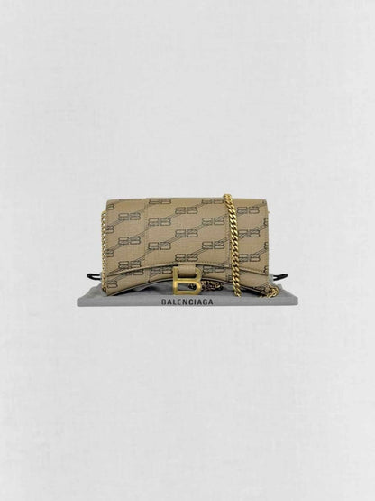Pre - loved BALENCIAGA Wallet on Chain Brown Monogram Crossbody at Reems Closet
