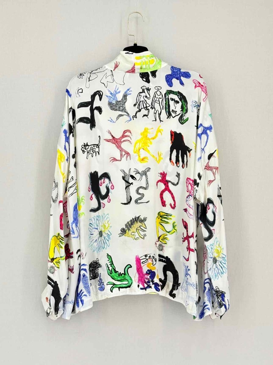 Pre-loved BALENCIAGA White Multicolor Printed Size US 6 Blouse at Reems Closet