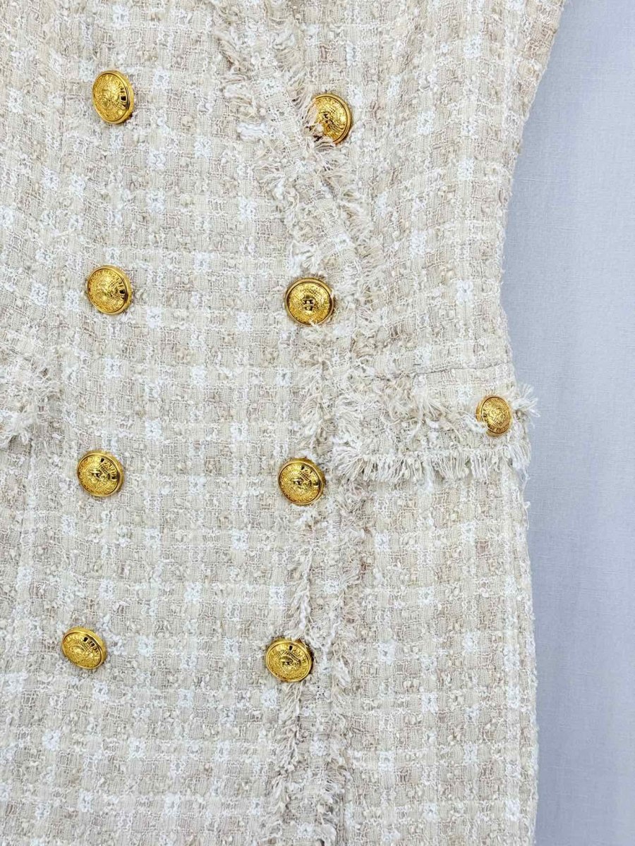 Pre - loved BALMAIN Beige Tweed Size US 0 Short Dress at Reems Closet