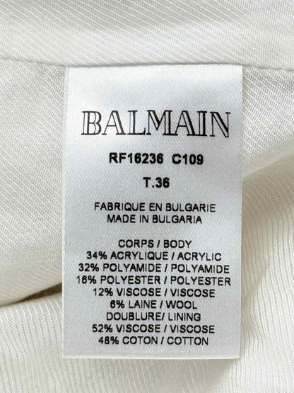 Pre - loved BALMAIN Beige Tweed Size US 0 Short Dress at Reems Closet