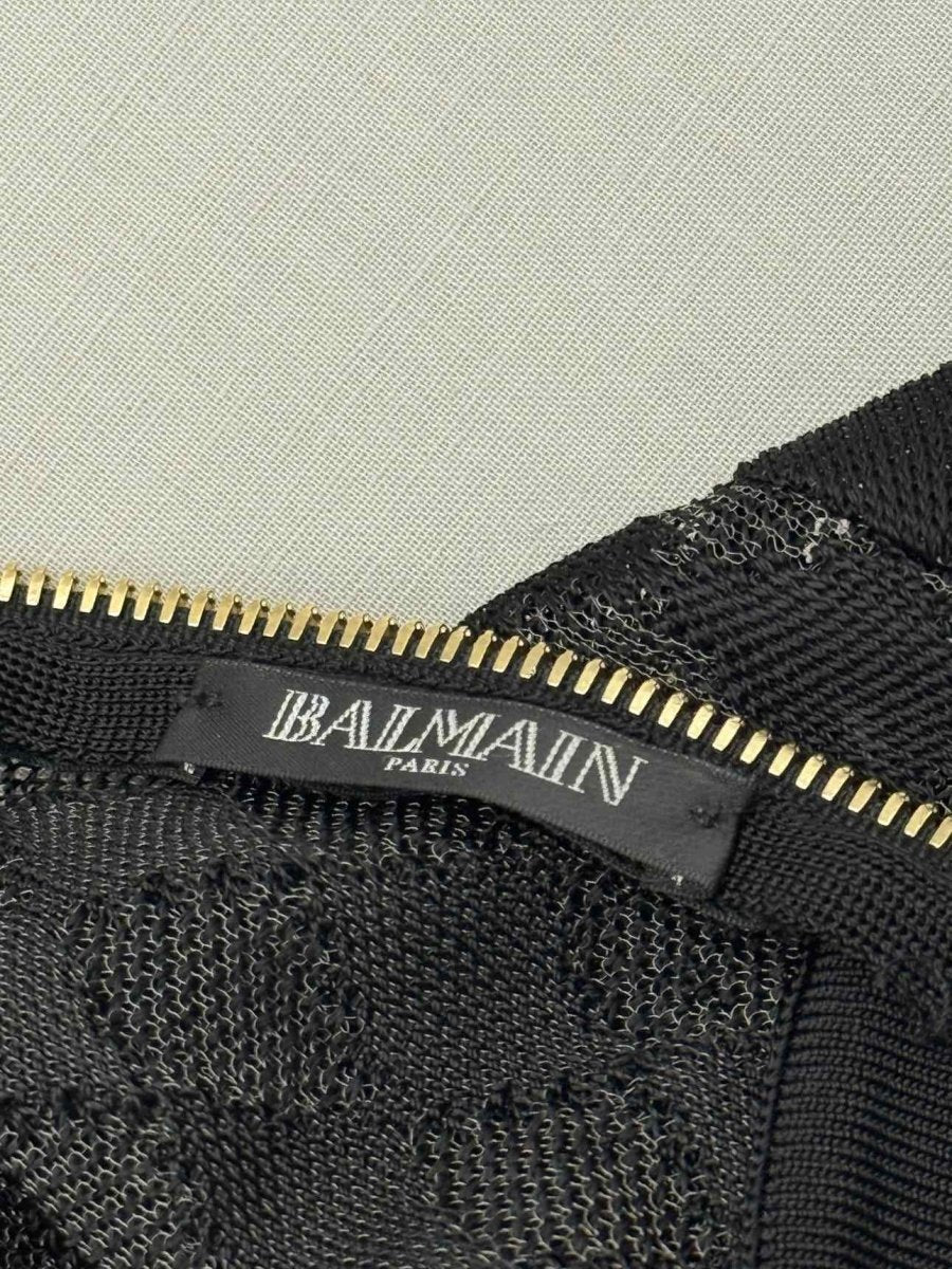 Pre-loved BALMAIN Black & Grey Size US 8 Knee Length Dress at Reems Closet