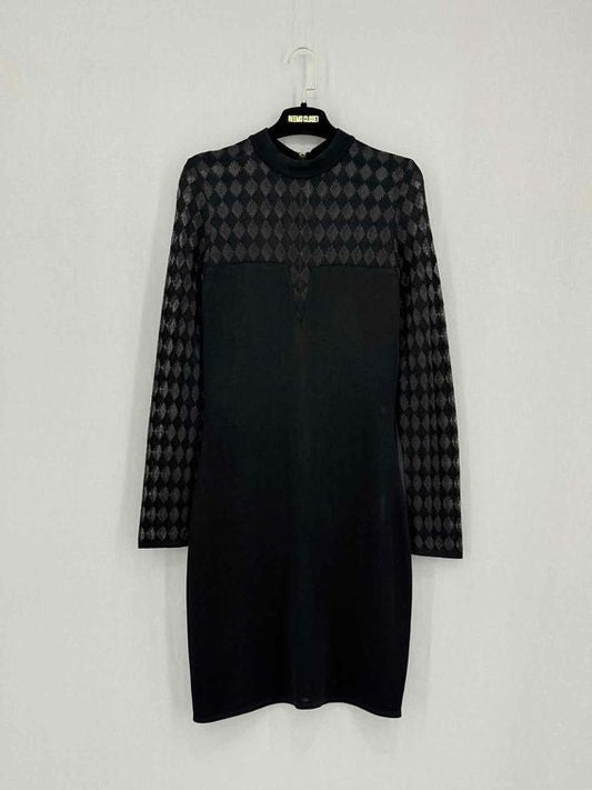 Pre-loved BALMAIN Black & Grey Size US 8 Knee Length Dress at Reems Closet