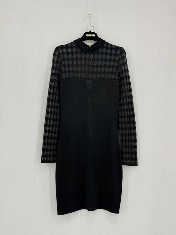 Pre-loved BALMAIN Black & Grey Size US 8 Knee Length Dress at Reems Closet