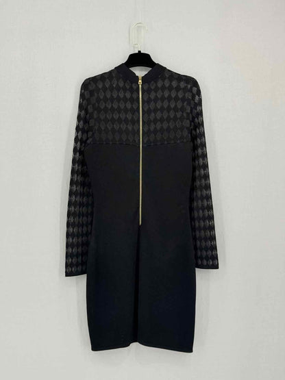 Pre-loved BALMAIN Black & Grey Size US 8 Knee Length Dress at Reems Closet
