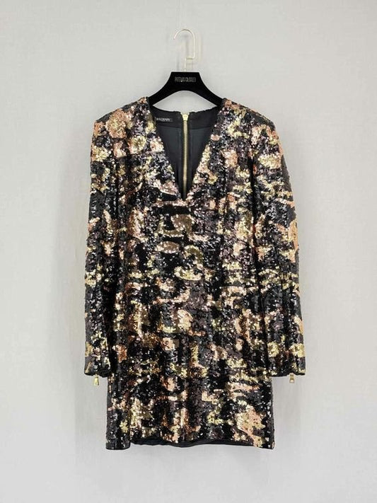 Pre-loved BALMAIN Black Multicolor Size US 8 Short Dress at Reems Closet