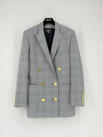 Pre - loved BALMAIN Black & White Checkered Size US 6 Jacket at Reems Closet