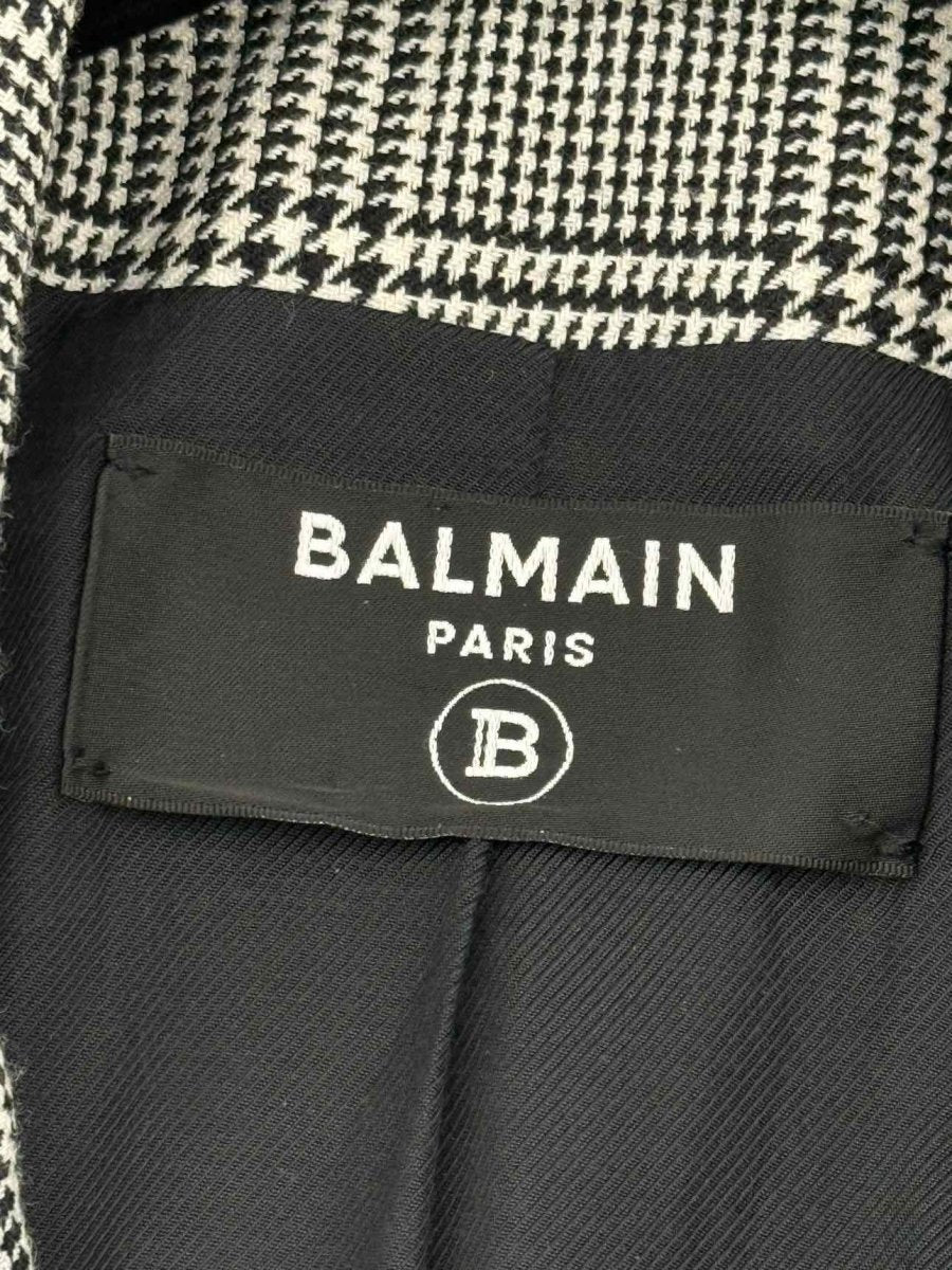 Pre - loved BALMAIN Black & White Checkered Size US 6 Jacket at Reems Closet