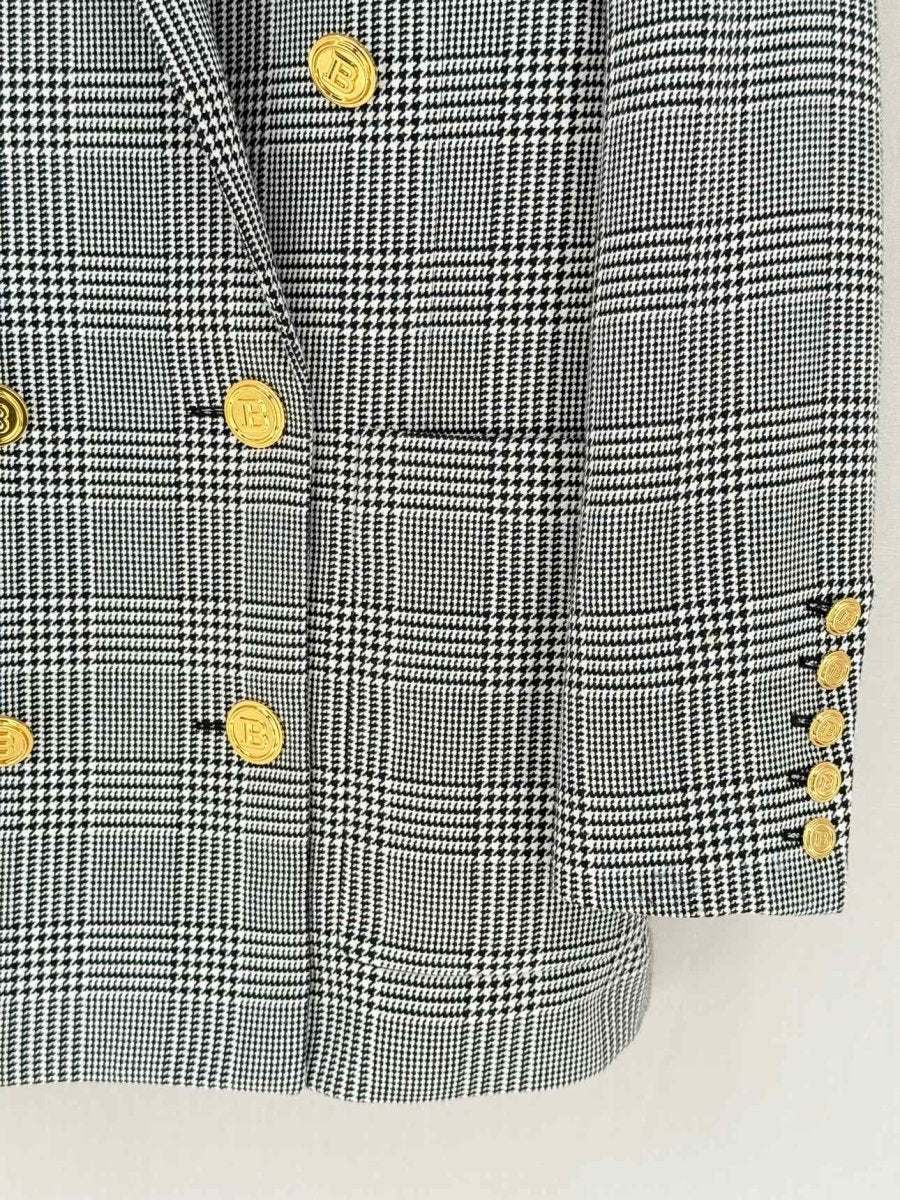 Pre - loved BALMAIN Black & White Checkered Size US 6 Jacket at Reems Closet
