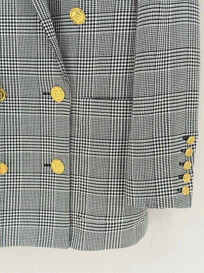 Pre - loved BALMAIN Black & White Checkered Size US 6 Jacket at Reems Closet