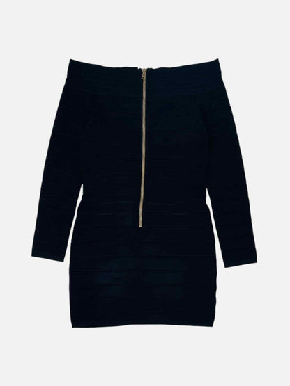 Pre - loved BALMAIN Bodycon Black Short Dress at Reems Closet