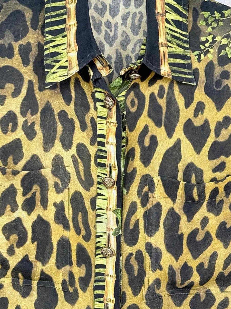 Pre - loved BALMAIN Brown & Yellow Leopard Print Size US 0 Shirt at Reems Closet