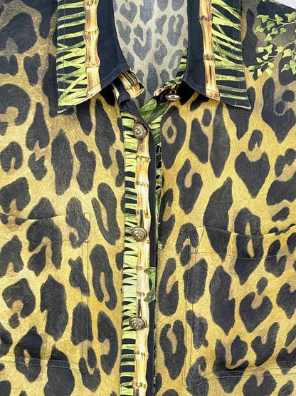 Pre - loved BALMAIN Brown & Yellow Leopard Print Size US 0 Shirt at Reems Closet