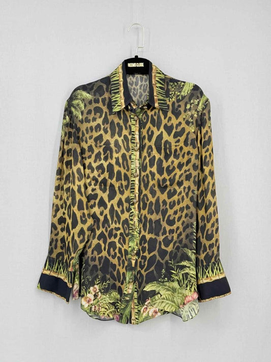 Pre - loved BALMAIN Brown & Yellow Leopard Print Size US 0 Shirt at Reems Closet